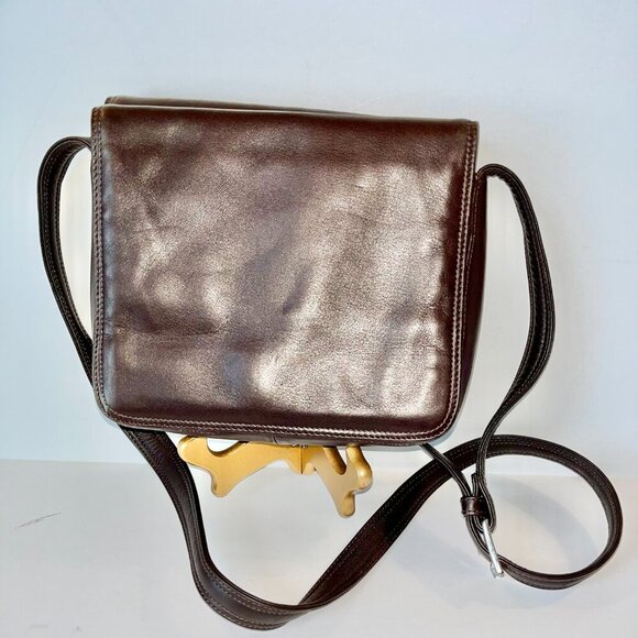 Vintage Talbots Chocolate Brown Leather Shoulder Bag NWOT - Picture 2 of 15
